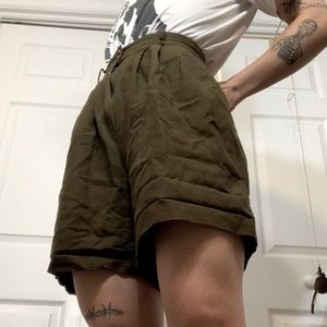 Olive High Waisted Walking Shorts